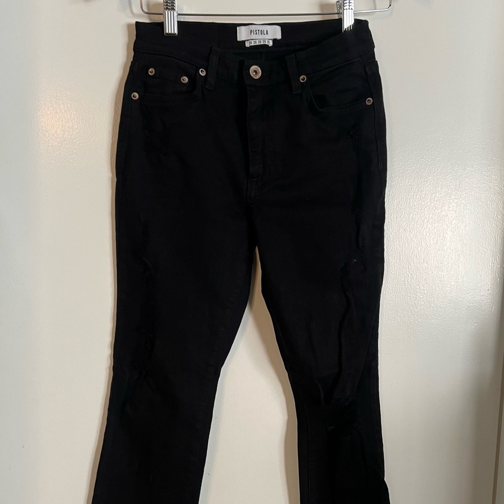 Like New Pistola Black Denim Skinny Fit Distressed Jeans